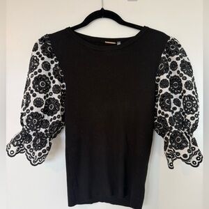 Elie Tahiri black & white knit blouse-Medium